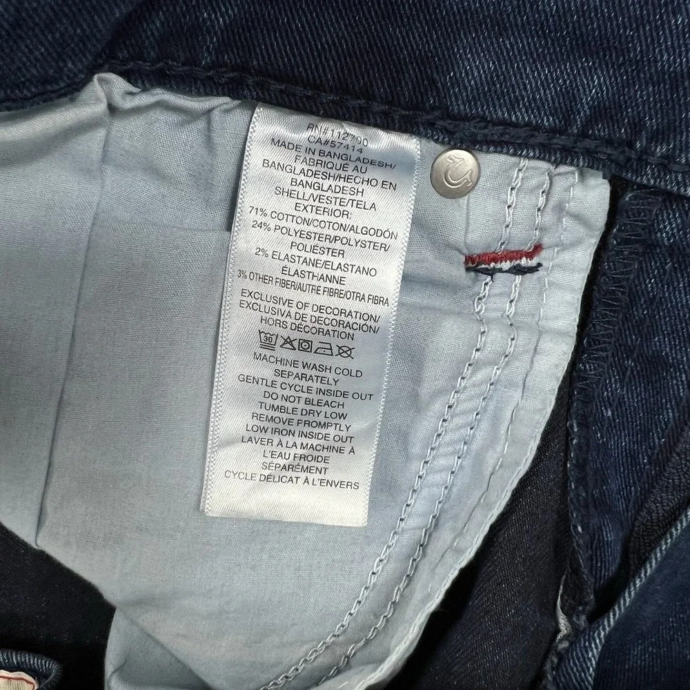 NWT True‎ Religion Dark Blue Red Stitch 34X30 Geno Relaxed Big T Flap $204 new